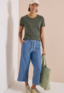 Style Neele Tencel Washed Trousers - Mid Blue Wash