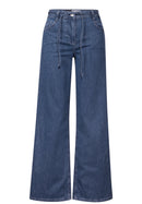 Neele Flare Mid Blue Trousers - Mid Blue Wash