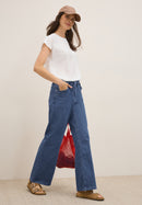 Neele Flare Mid Blue Trousers - Mid Blue Wash