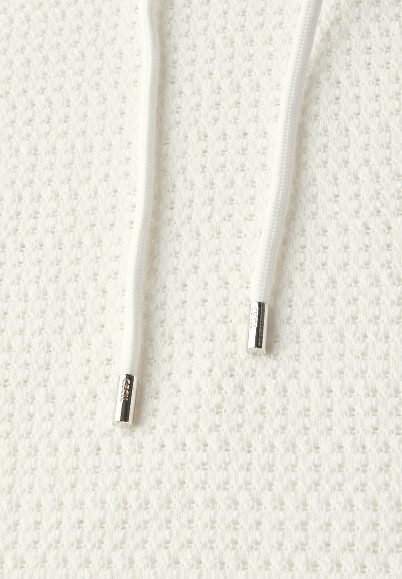 Ajour Knit Hoody T-Shirt - Vanilla White