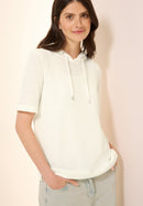 Ajour Knit Hoody T-Shirt - Vanilla White