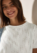 Ajour Boatneck T-Shirt - Vanilla White