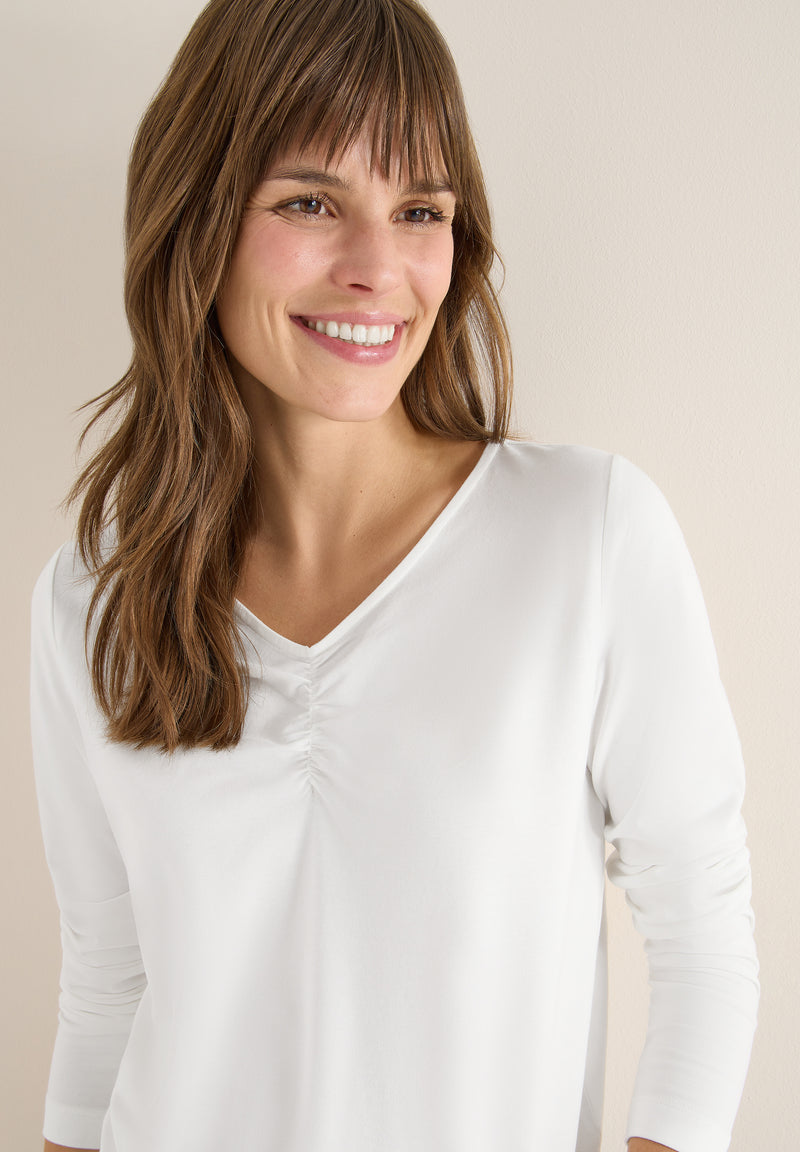 Gathered Basic Shirt - Vanilla White