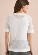 Ajour Knit T-Shirt - Vanilla White