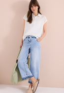 TOS Solid Collar Blouse - Vanilla White