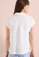 TOS Solid Collar Blouse - Vanilla White