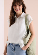 TOS Solid Collar Blouse - Vanilla White