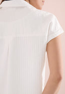TOS Solid Collar Blouse - Vanilla White