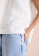 TOS Solid Collar Blouse - Vanilla White