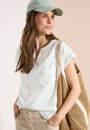 Solid Embroidery Blouse - Vanilla White