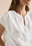 Solid Embroidery Blouse - Vanilla White