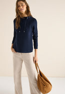 Tape Detail Funnel Neck Jumper - Universal Blue