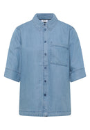 Denim Look Blouse - Light Blue Wash