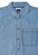 Denim Look Blouse - Light Blue Wash