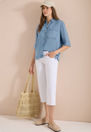 Denim Look Blouse - Light Blue Wash