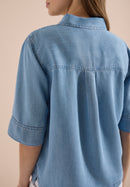 Denim Look Blouse - Light Blue Wash