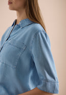 Denim Look Blouse - Light Blue Wash