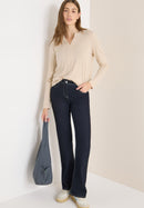 Solid Tunic With Placket - Pearl Beige