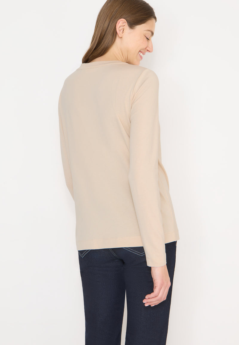 Solid Tunic With Placket - Pearl Beige