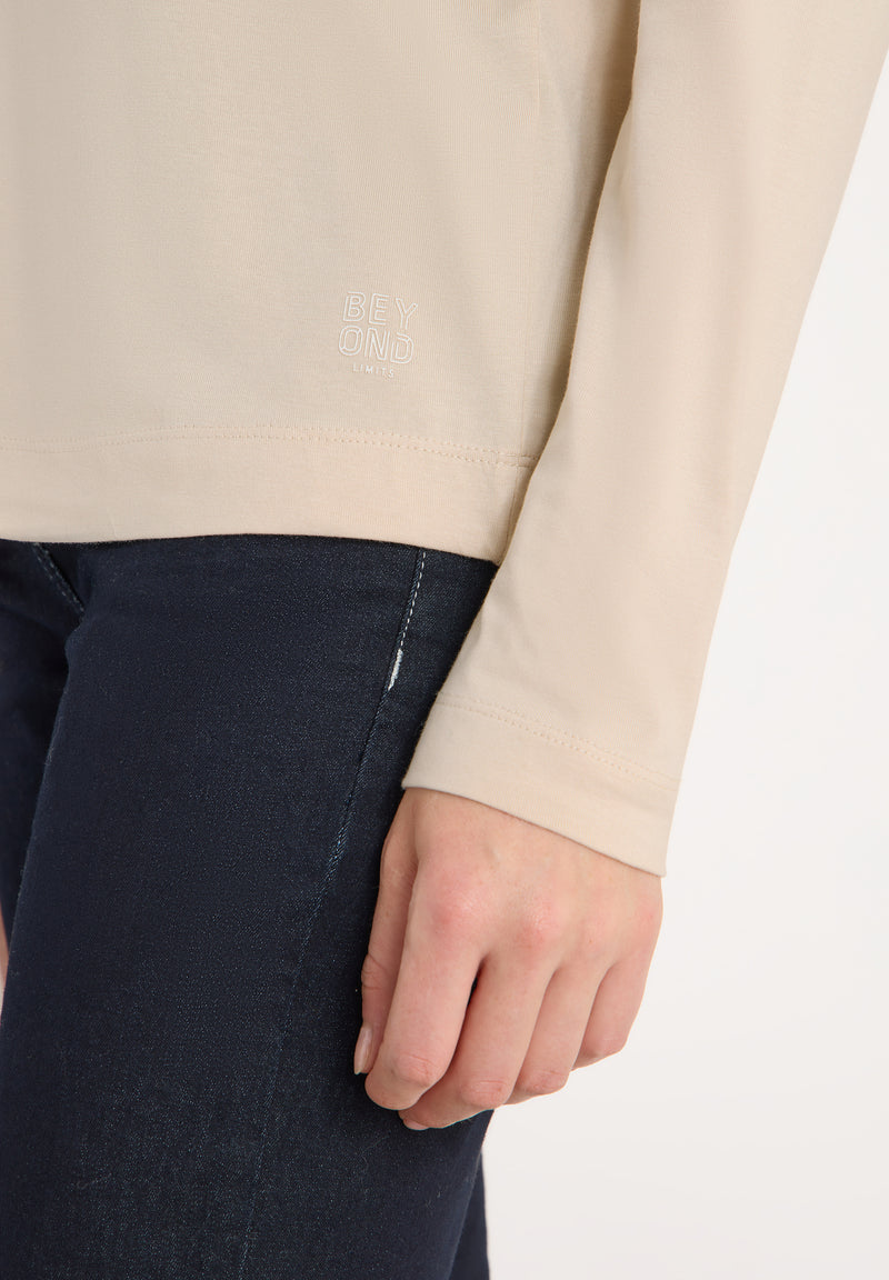 Solid Tunic With Placket - Pearl Beige