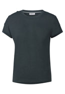 Solid Crepe Button T-Shirt - Slate Khaki