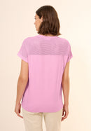 Solid Mesh Mix T-Shirt - Cherry Blossom Pink