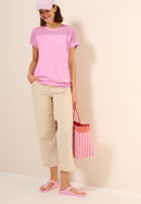 Solid Mesh Mix T-Shirt - Cherry Blossom Pink