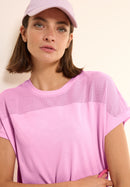 Solid Mesh Mix T-Shirt - Cherry Blossom Pink