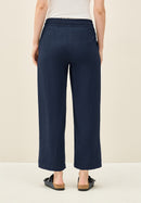 Neele Twill Solid Trousers - Urban Navy Blue