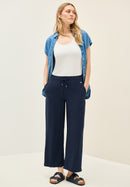 Neele Twill Solid Trousers - Urban Navy Blue