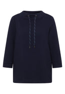 Solid Ottoman Funnel Neck T-Shirt - Urban Dark Blue