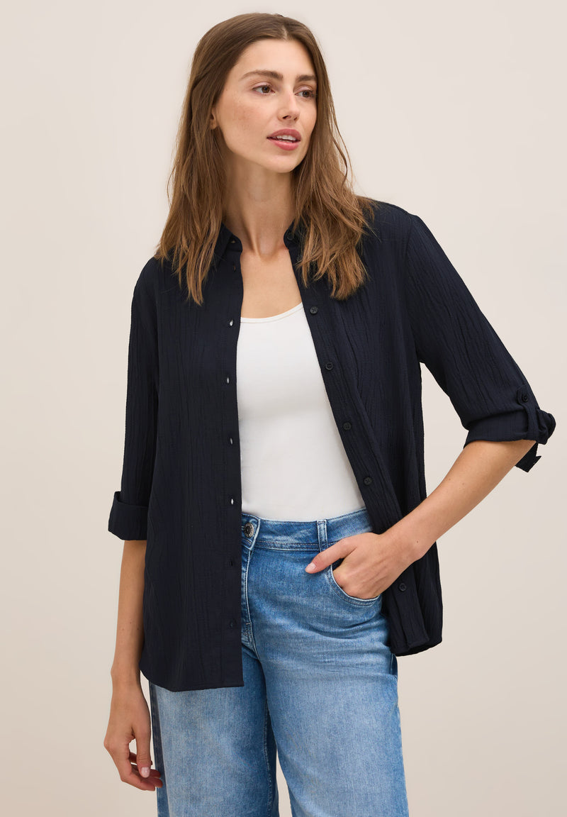 Solid Structure Blouse - Urban Dark Blue