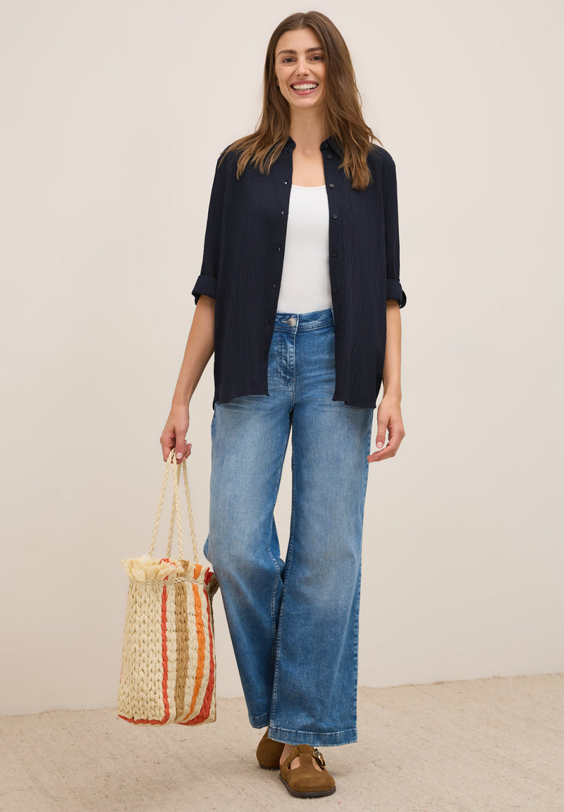 Solid Structure Blouse - Urban Dark Blue