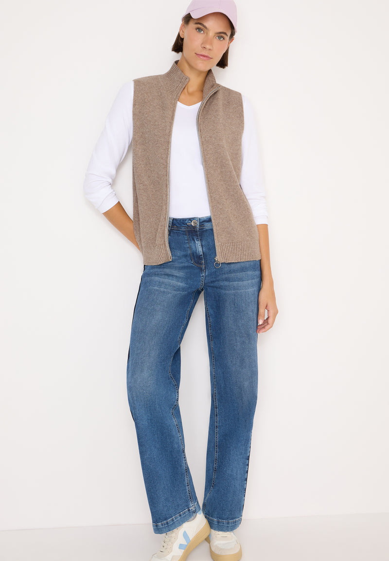Cosy Rib Mix Vest - Toffee Cream Melange