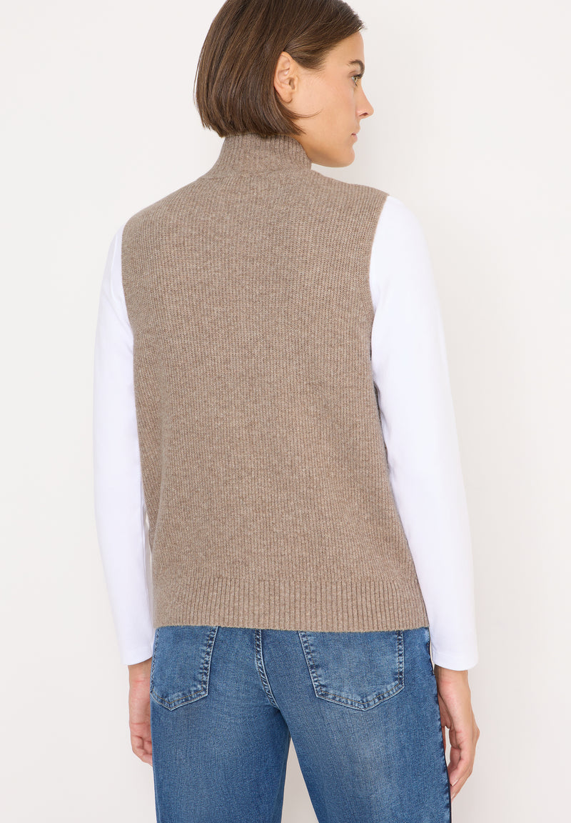 Cosy Rib Mix Vest - Toffee Cream Melange
