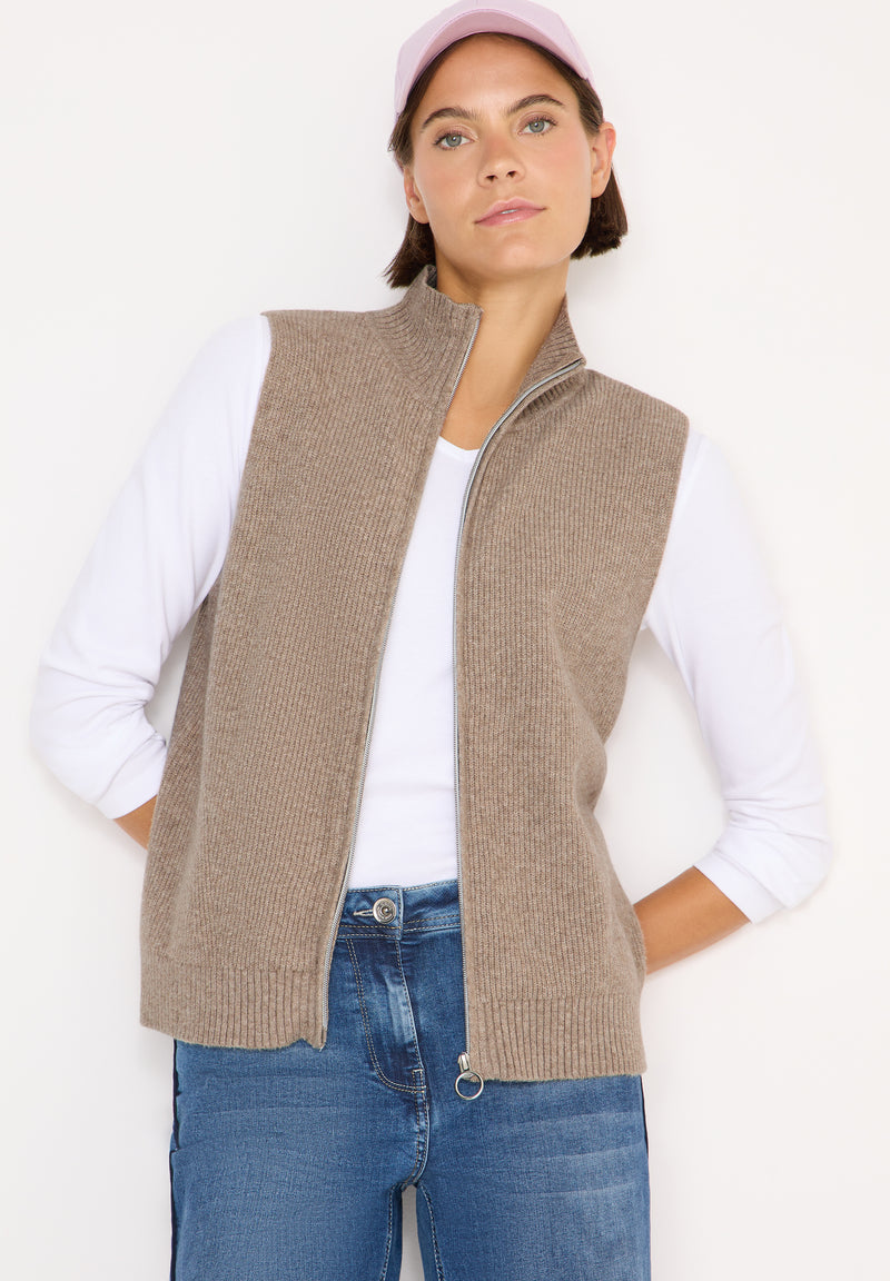 Cosy Rib Mix Vest - Toffee Cream Melange