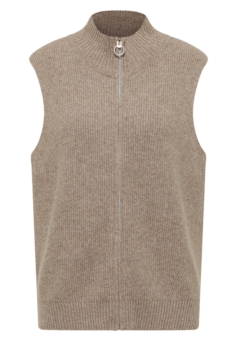 Cosy Rib Mix Vest - Toffee Cream Melange