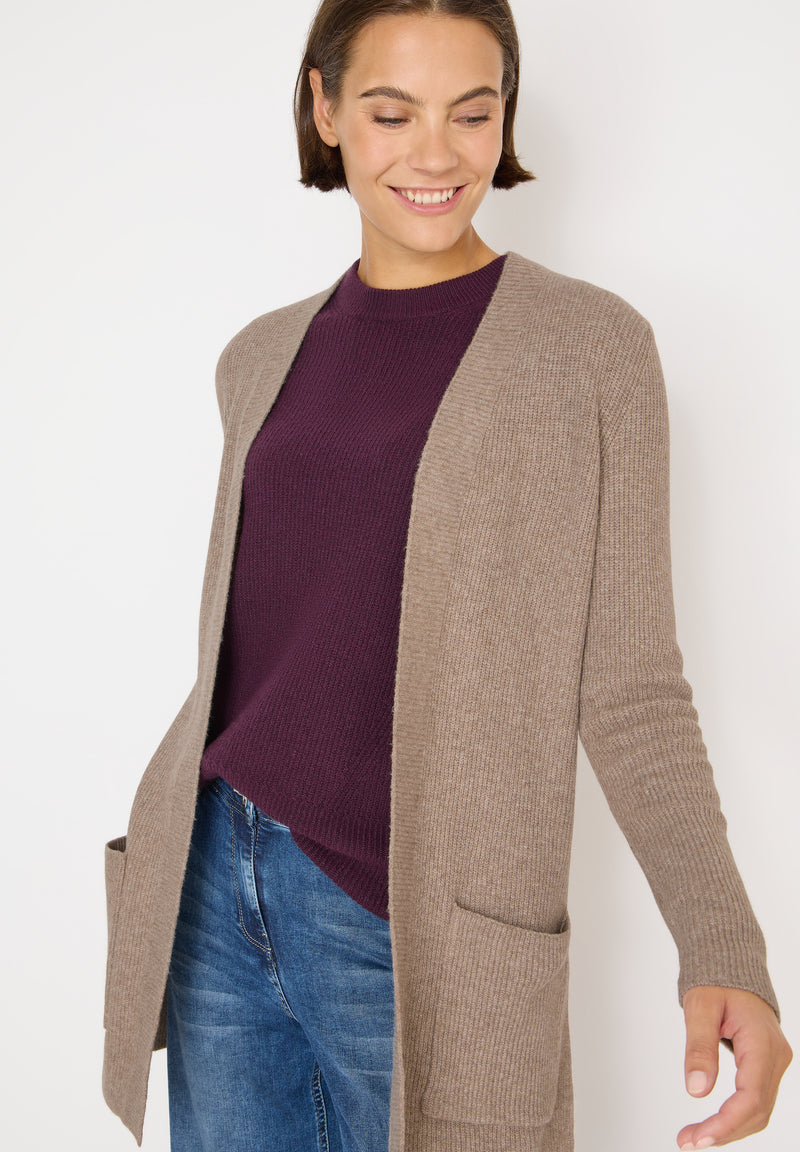 Open Structure Cardigan - Toffee Cream Melange