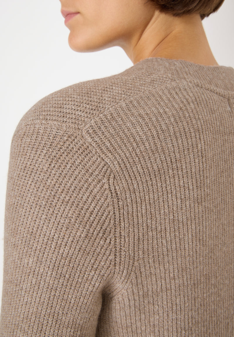 Open Structure Cardigan - Toffee Cream Melange