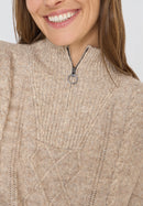 Troyer Cable Detail Pullover - Toffee Cream Melange