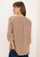 Solid Corduroy Blouse - Natual Taupe