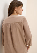 Solid Corduroy Blouse - Natual Taupe