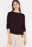 Feather Yarn Jacquard Shirt - Eggplant Red