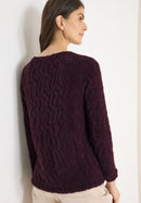 Feather Yarn Jacquard Shirt - Eggplant Red