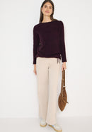 Feather Yarn Jacquard Shirt - Eggplant Red