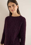 Feather Yarn Jacquard Shirt - Eggplant Red