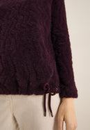 Feather Yarn Jacquard Shirt - Eggplant Red