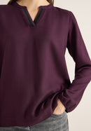 Solid Deco Blouse - Eggplant Red