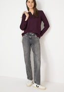 Solid Deco Blouse - Eggplant Red
