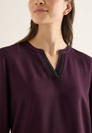 Solid Deco Blouse - Eggplant Red